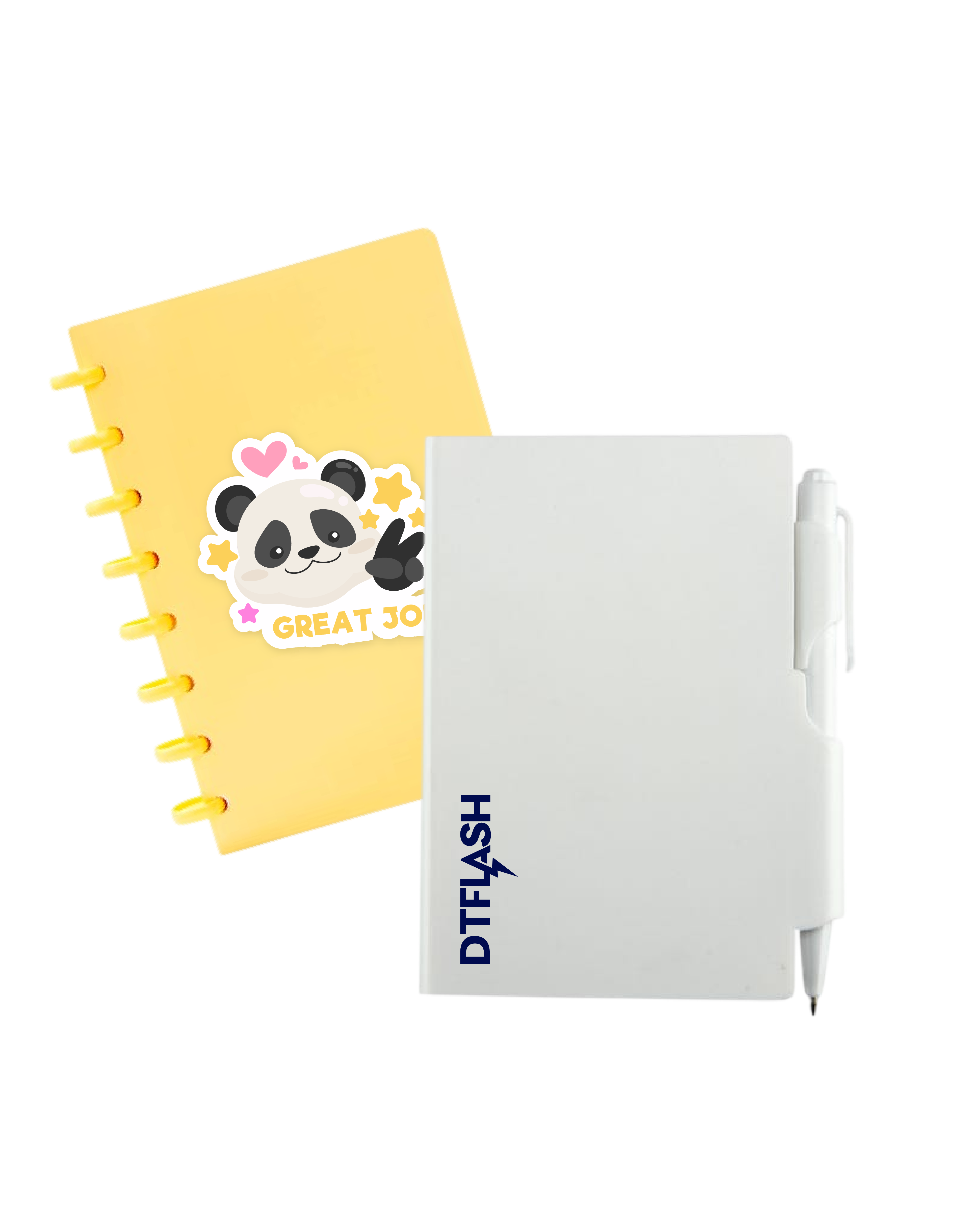 Libretas con stickers UV DTF — papelería personalizada